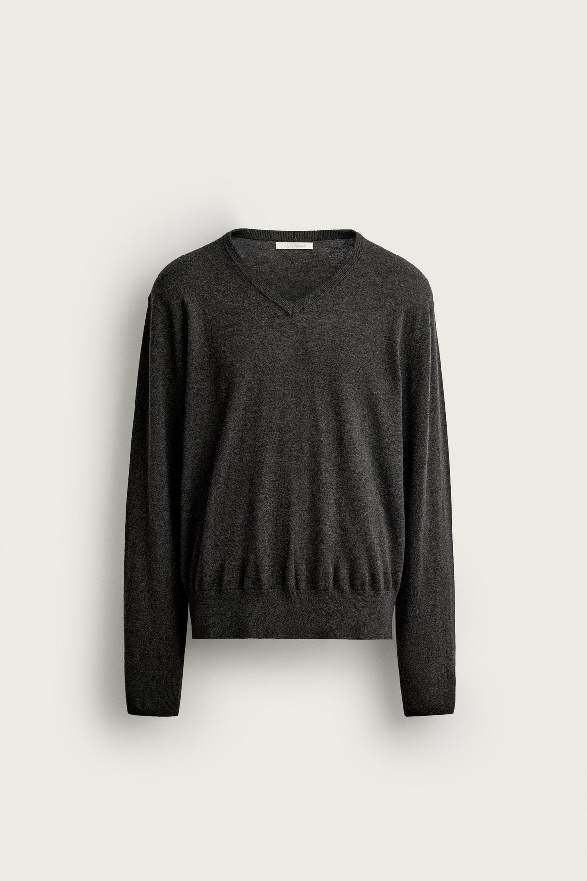 자라 100% 울 브이넥 니트 스웨터 2893/367/916 GREY GREEN