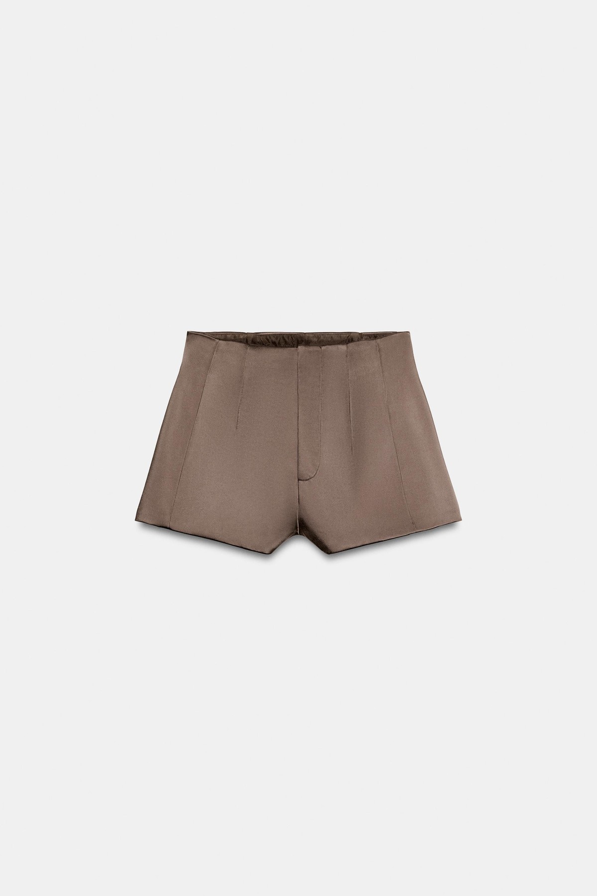 자라 새틴 하이라이즈 미니 반바지 1255/569/753 CHOCOLATE BROWN