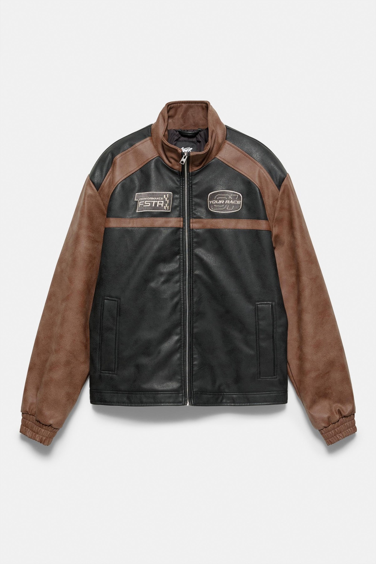 풀앤베어 컬러블록 패널 레이싱 재킷 7721/506 BROWN