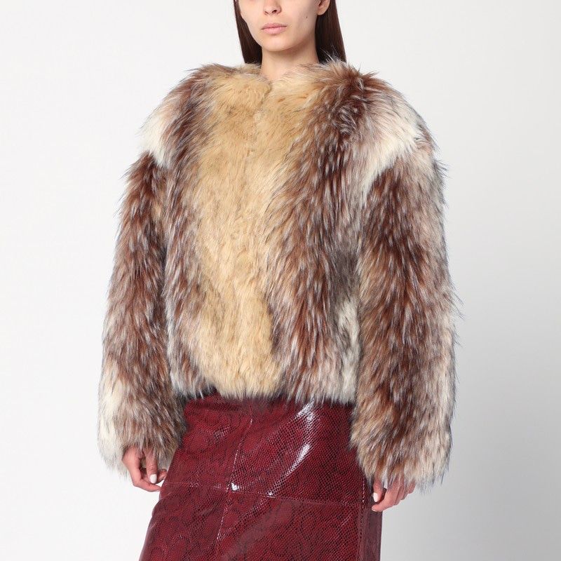 할프외 Short / / faux 퍼 코트 여성 브라운 25FW HF251WO001EF001T03