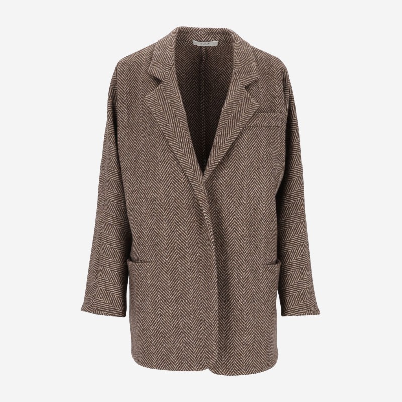 두산 캐시미어 헤링본 배트윙 블레이저 46V59 DARK TAUPE