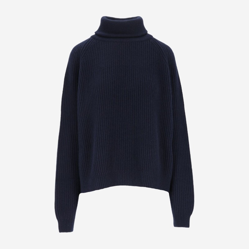 두산 캐시미어 골지 래글런 터틀넥 스웨터 90HV76 NAVY BLUE