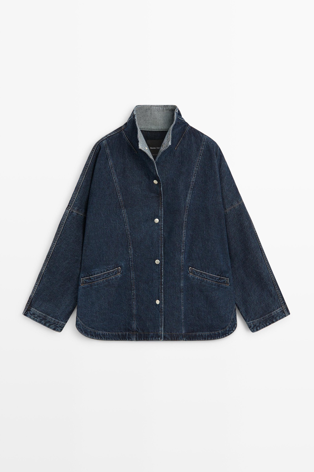 마시모두띠 하이넥 오버핏 코튼 데님 자켓 6790/890 DARK BLUE