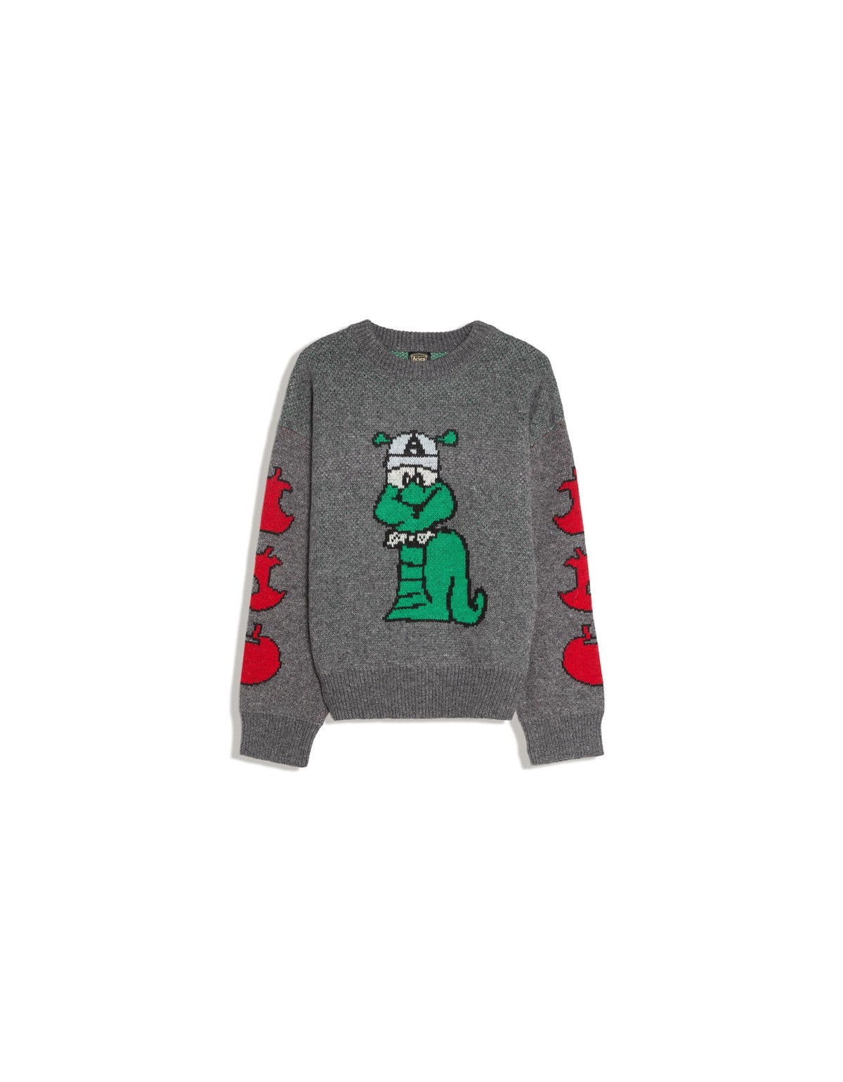 버쉬카 그래픽 라운드넥 울 니트 스웨터 3413/376 GREY