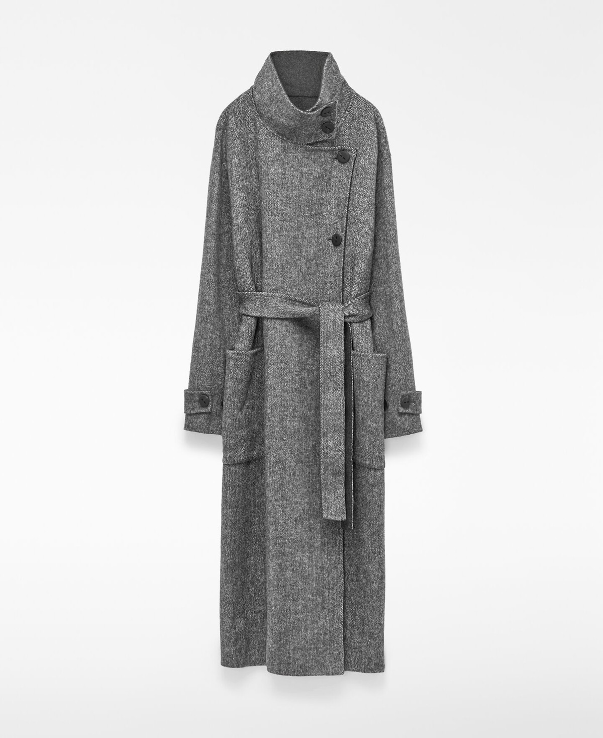 아돌포도밍게즈 헤링본 울 블렌드 랩 롱 코트 202032528162 GREY MELANGE