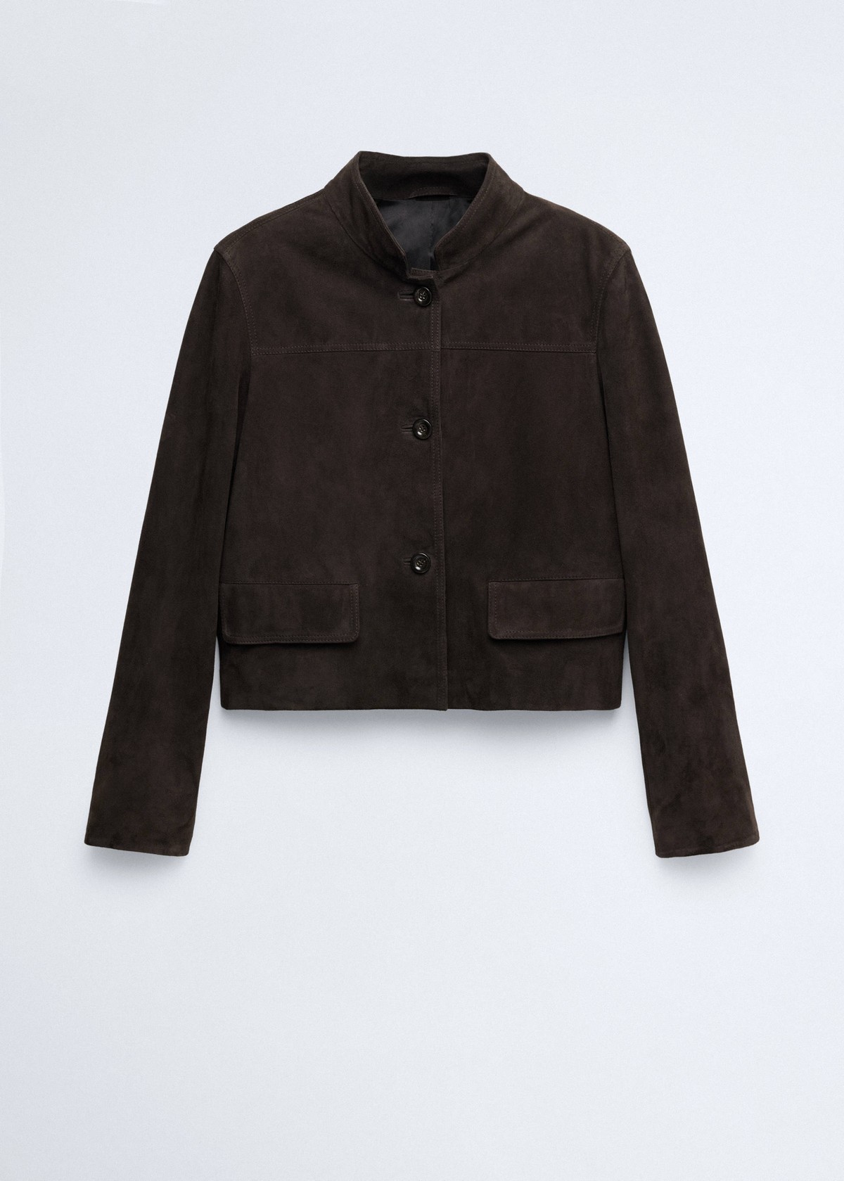 망고 스웨이드 플랩포켓 크롭 자켓 37026350_92 GRIS