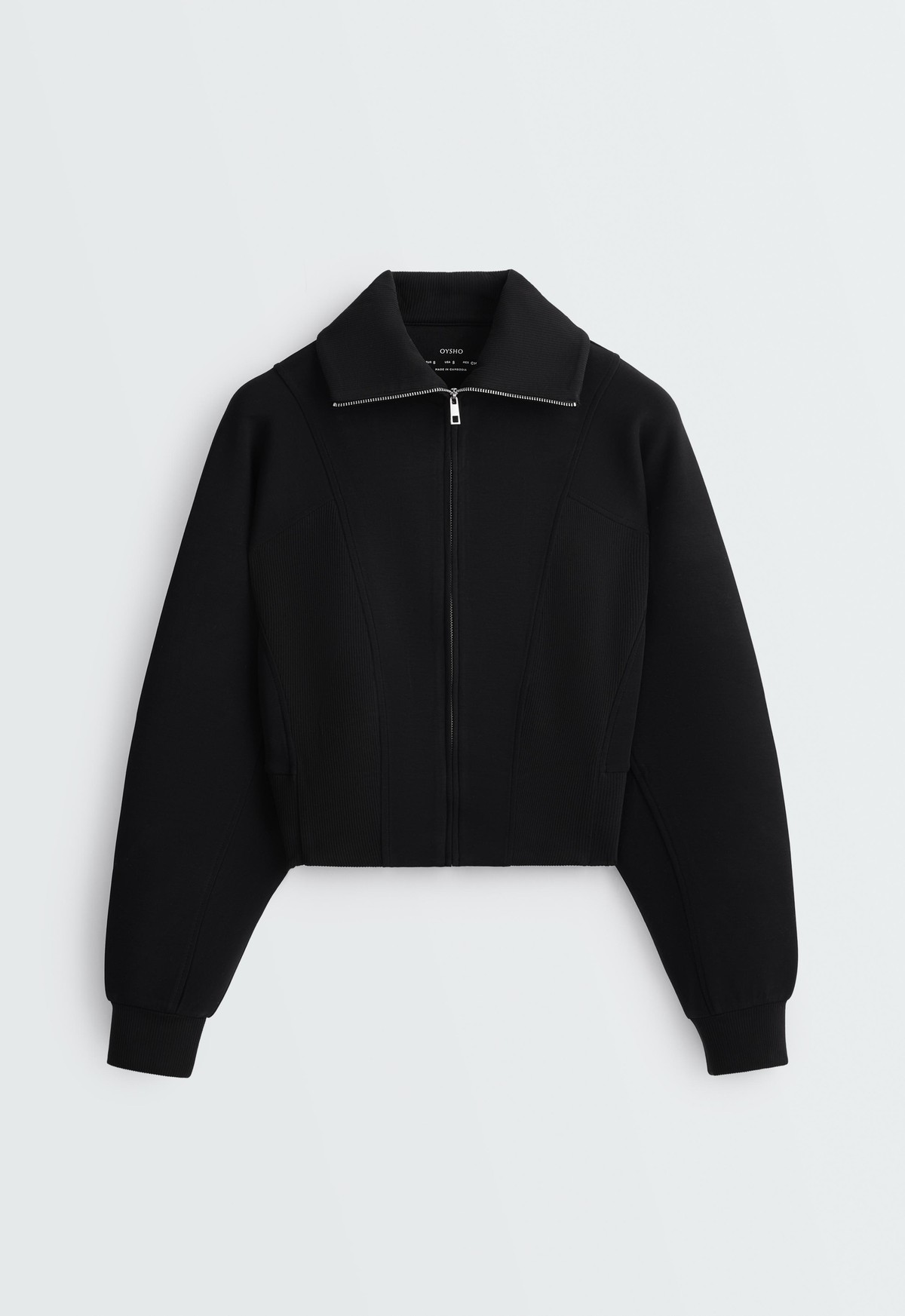 오이쇼 브러시드 모달 집업 크롭 자켓 3986/746/800 BLACK