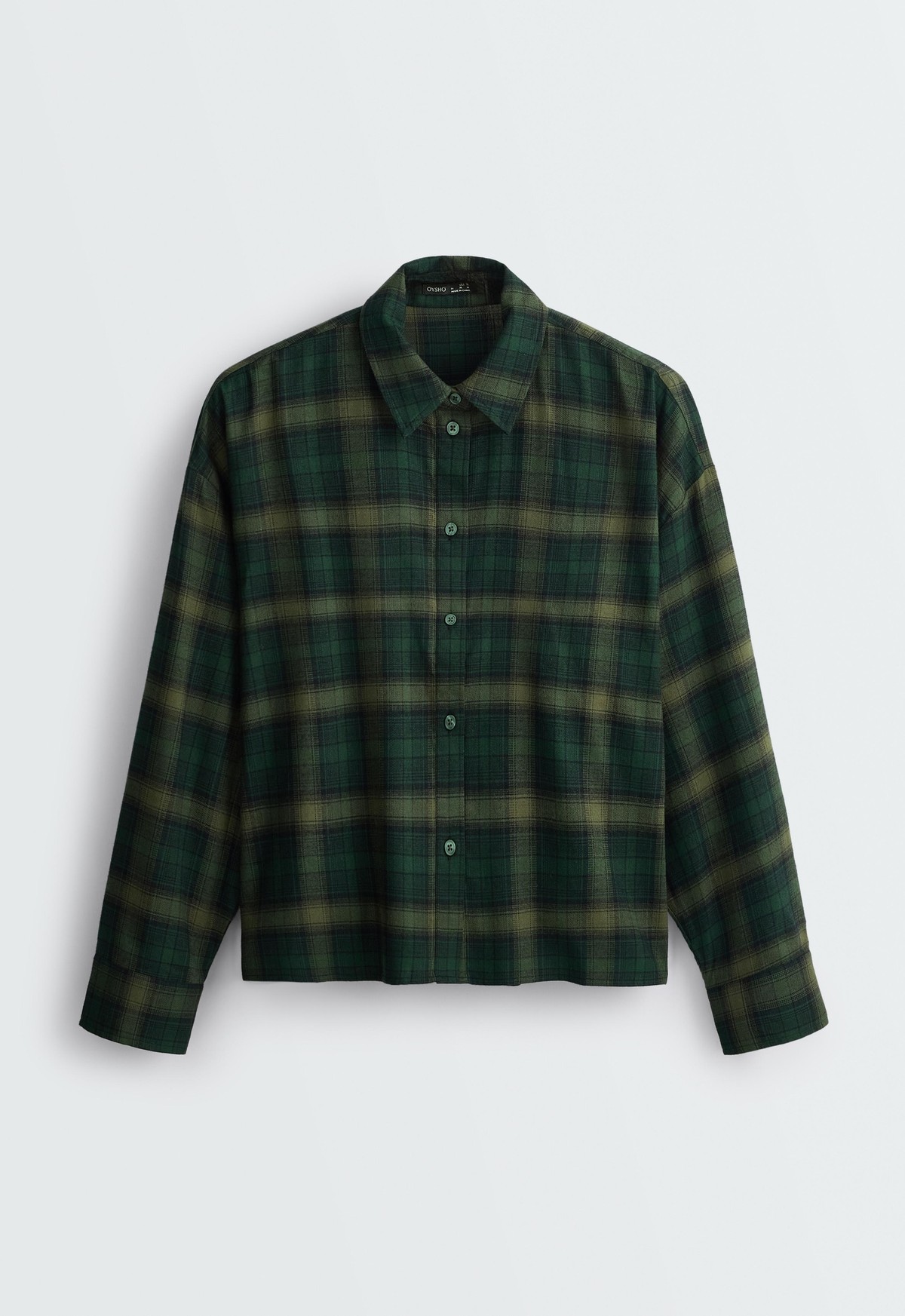 오이쇼 체크 크롭 긴팔 셔츠 5368/610/594 EMERALD GREEN