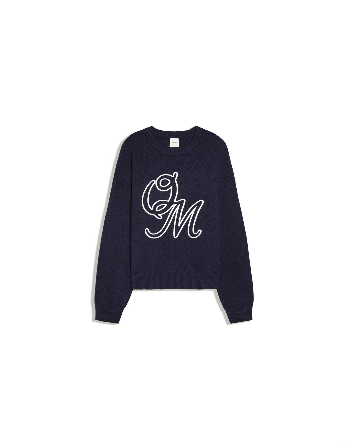 버쉬카 자수 레터링 라운드넥 스웨터 3215/376 NAVY