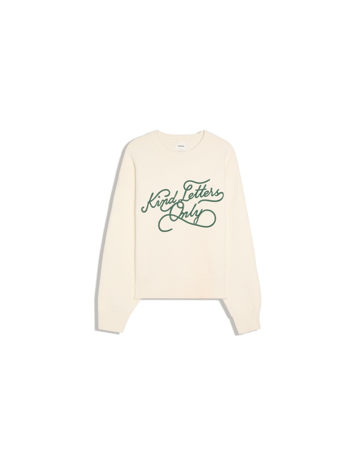 버쉬카 자수 레터링 라운드넥 스웨터 3215/376 OFF WHITE