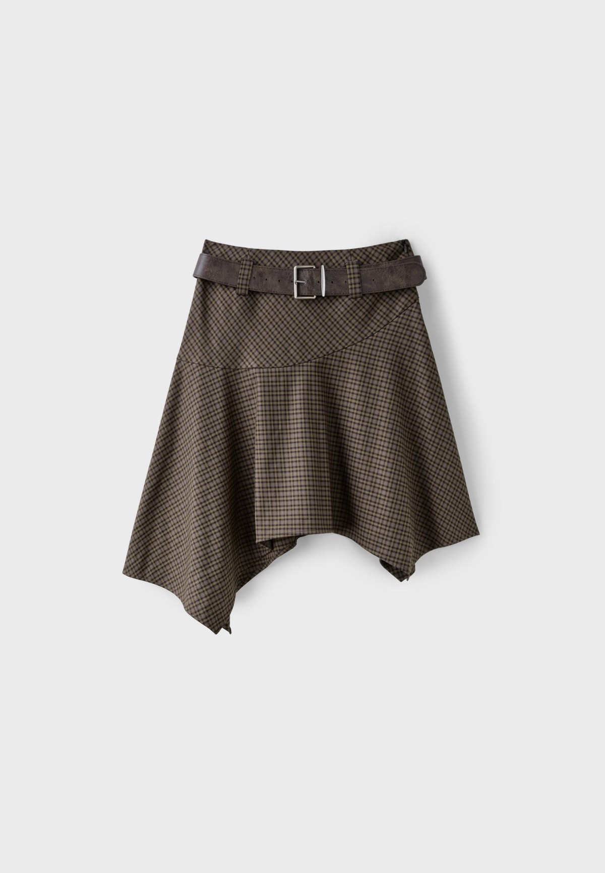 스트라디바리우스 체크 비대칭 벨트 미니 스커트 4689/131/450 BEIGE