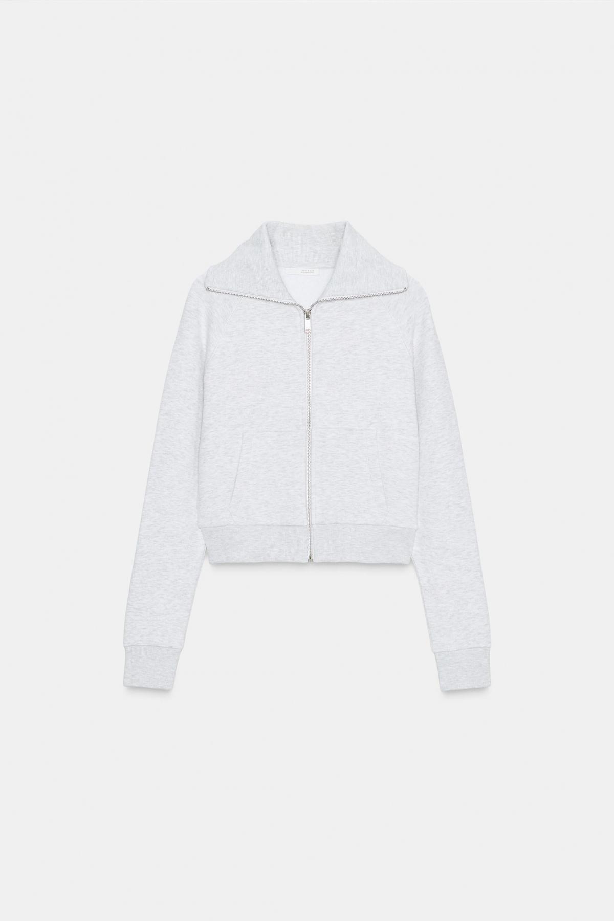 자라 플러시 집업 크롭 재킷 4174/816/803 GREY MARL