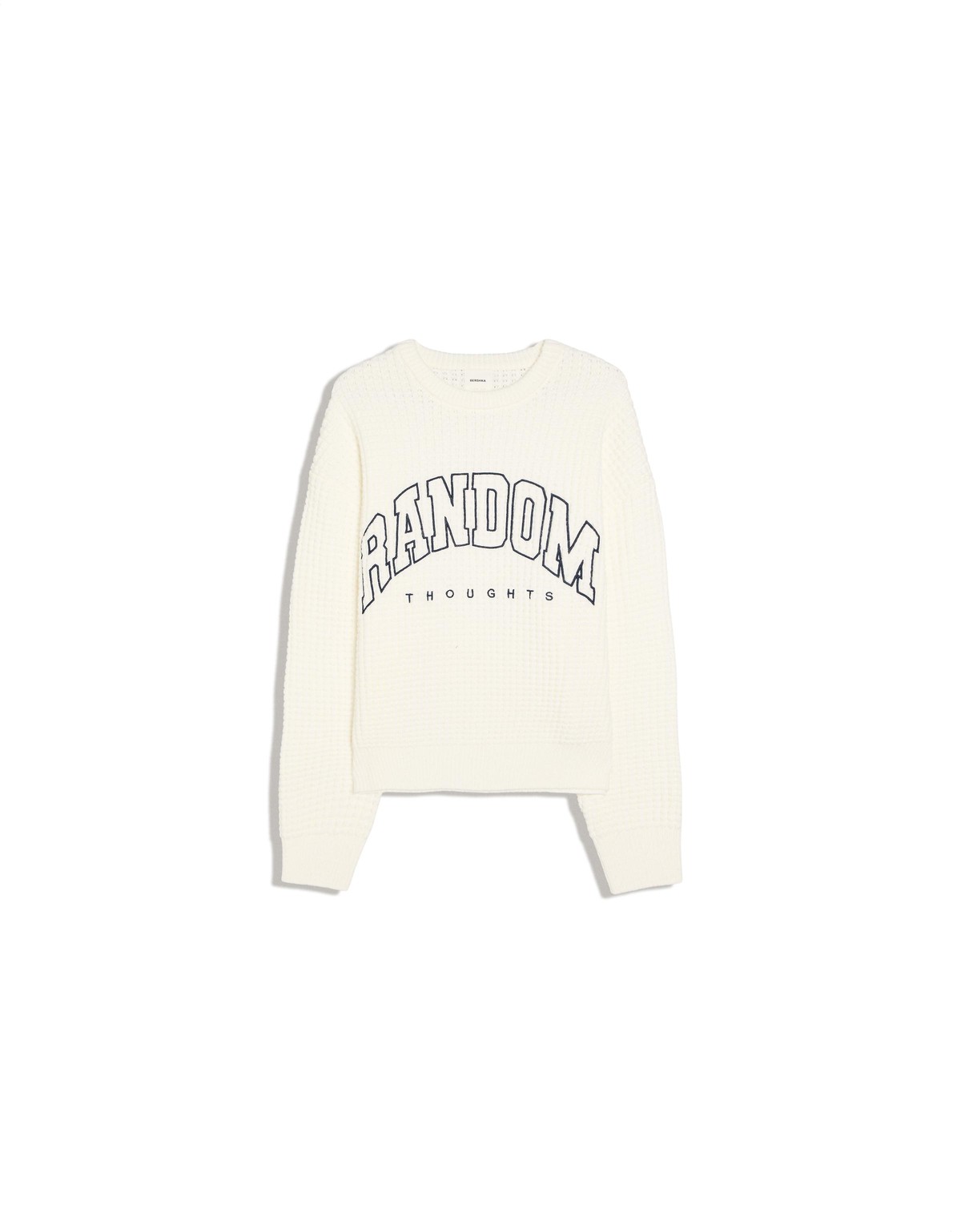 버쉬카 자수 와플 니트 라운드넥 스웨터 3612/376 OFF WHITE