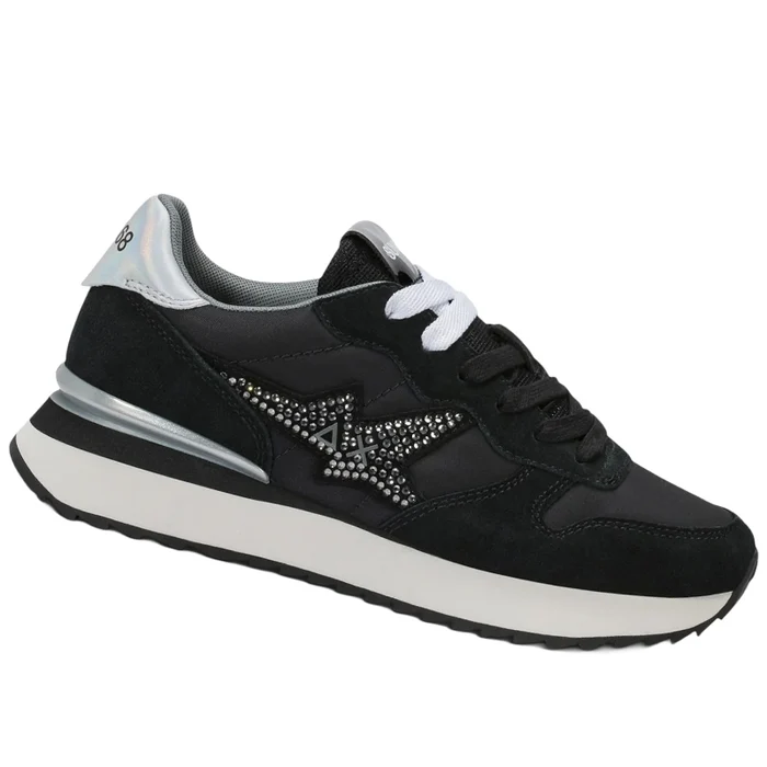 순68 SCARPE DONNA STARGIRL STRASS LOGO 스포츠 스니커즈 여성 블랙 Z46223NERO