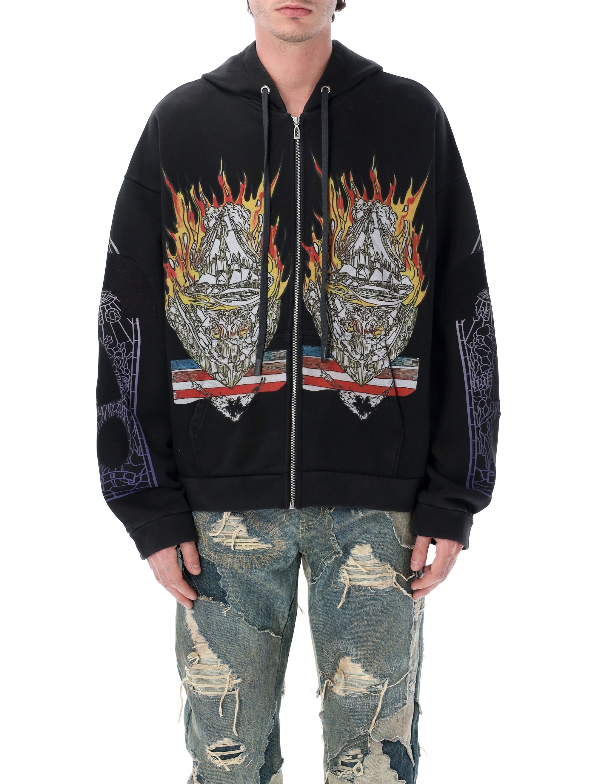 오 데치뎃 알 바이 엡 브아바도 ENGULFED MEMORIES ZIP UP 플리스 블랙 26SS 111015002FW25C
