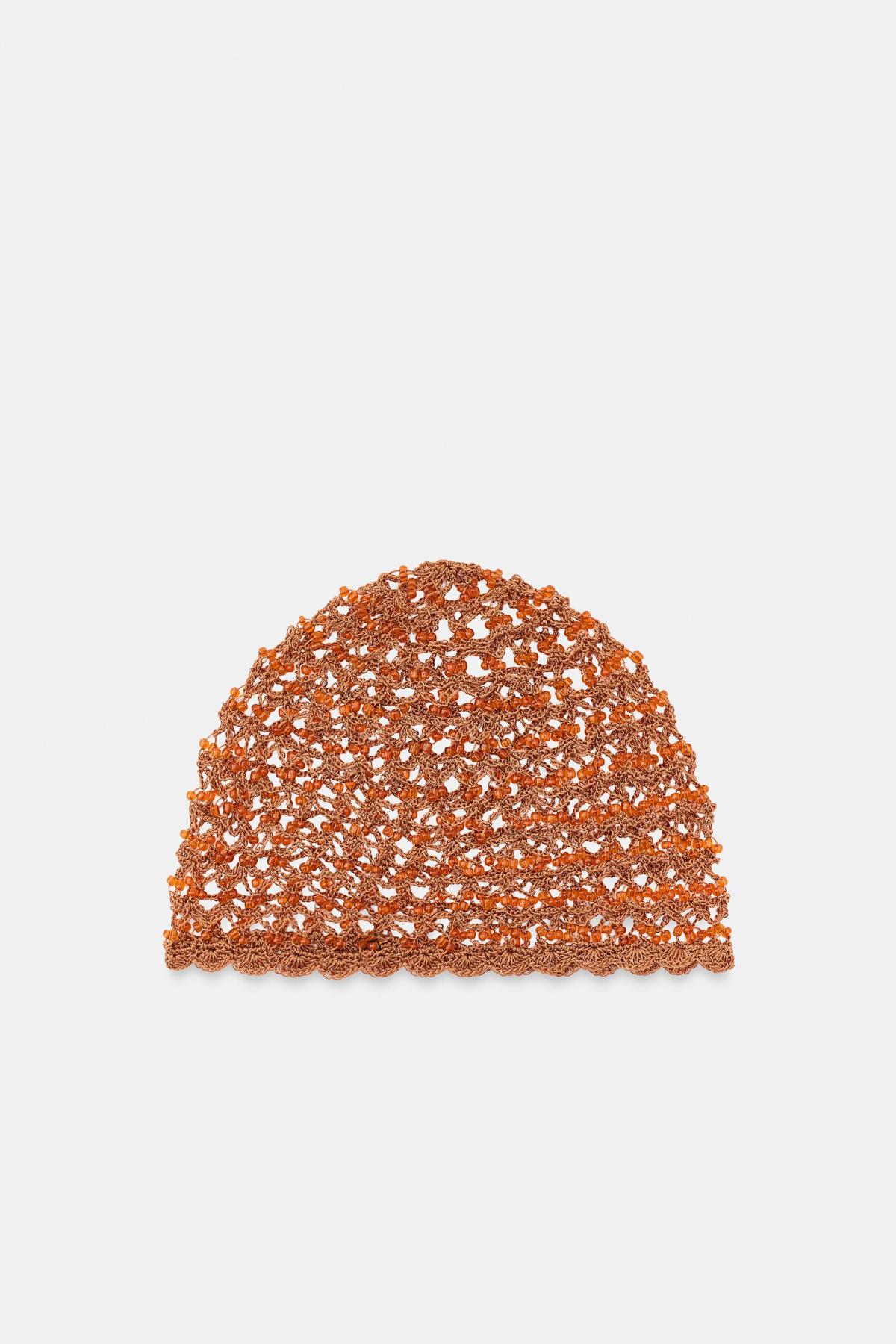 자라 크로셰 비즈 스컬캡 비니 3920/235/615 ORANGE