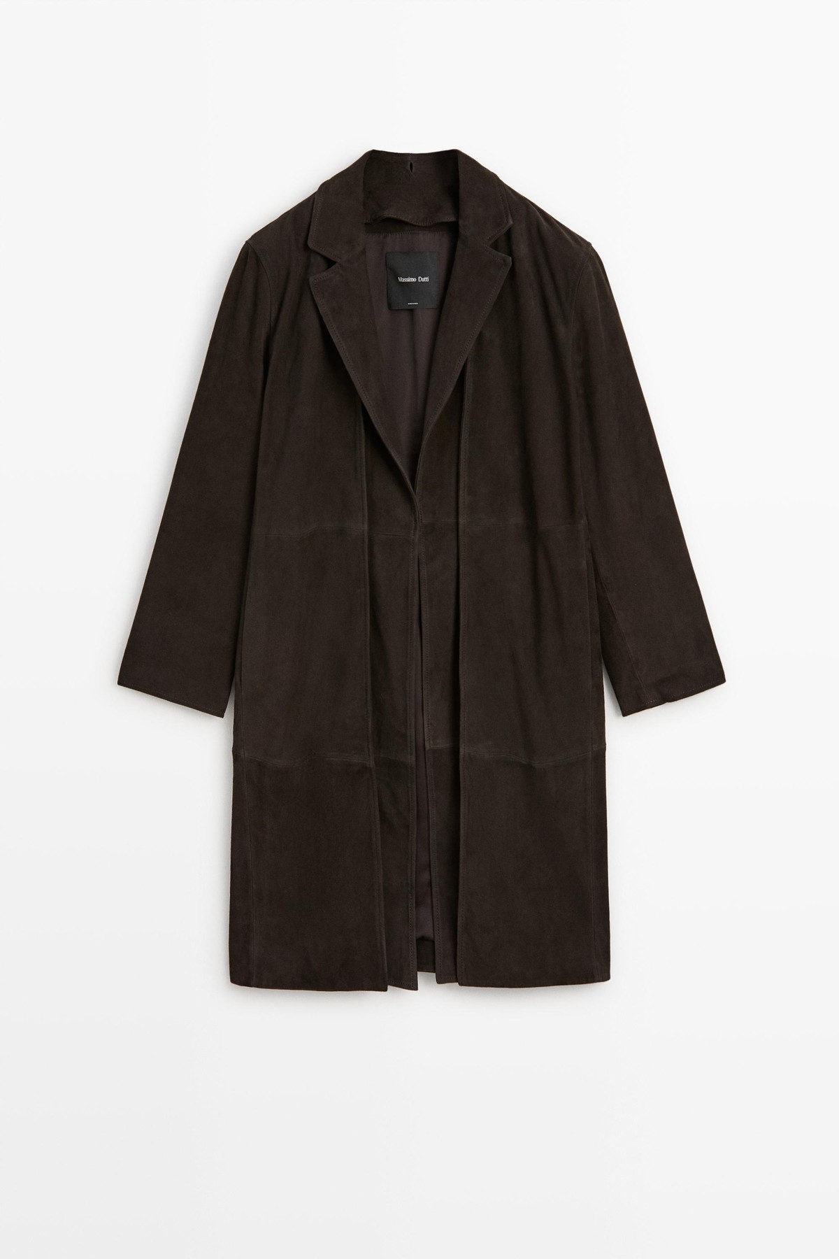마시모두띠 스웨이드 탈착 칼라 롱 코트 4753/853 BROWN