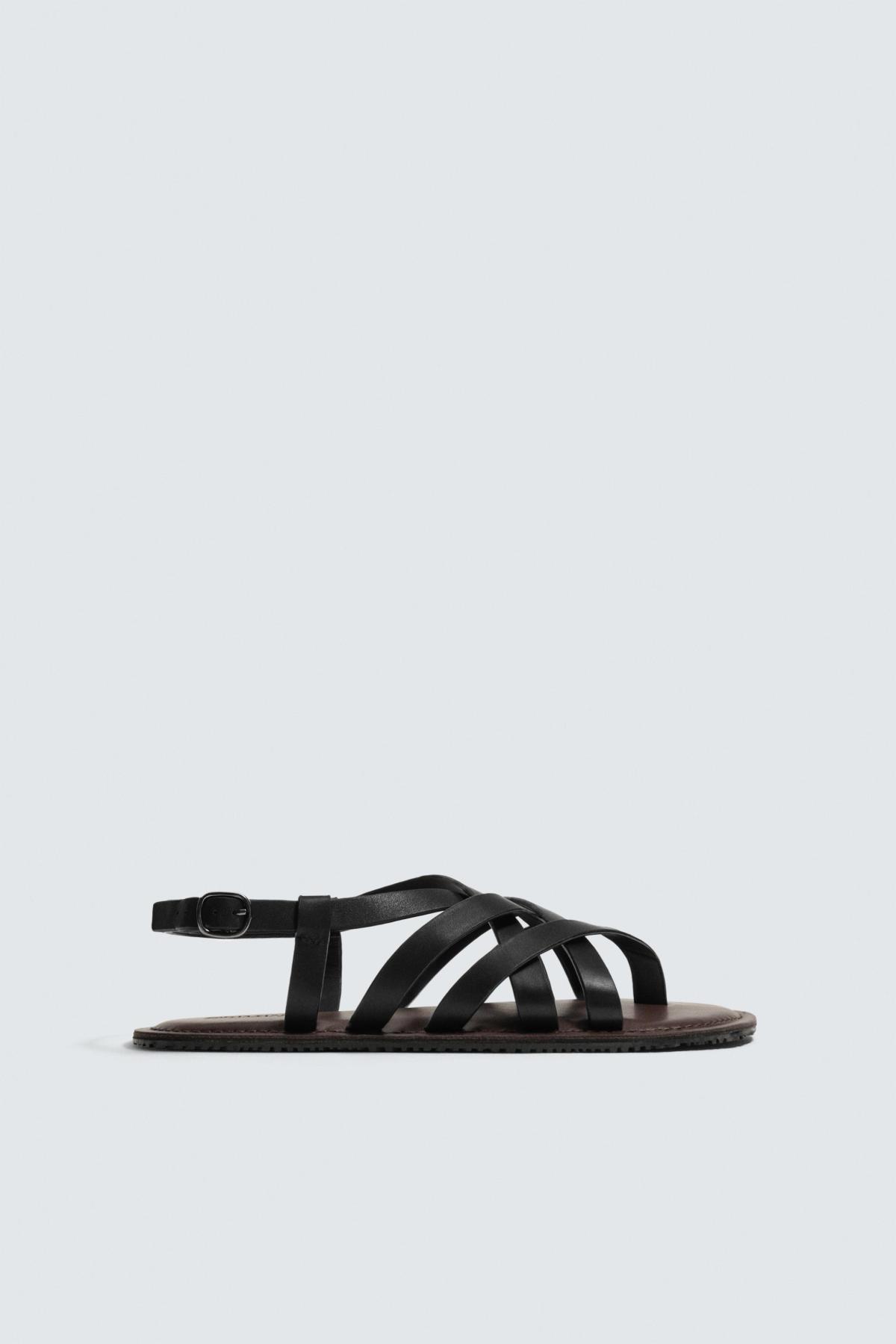자라 멀티 스트랩 레더 플랫 샌들 2797/720/800 BLACK