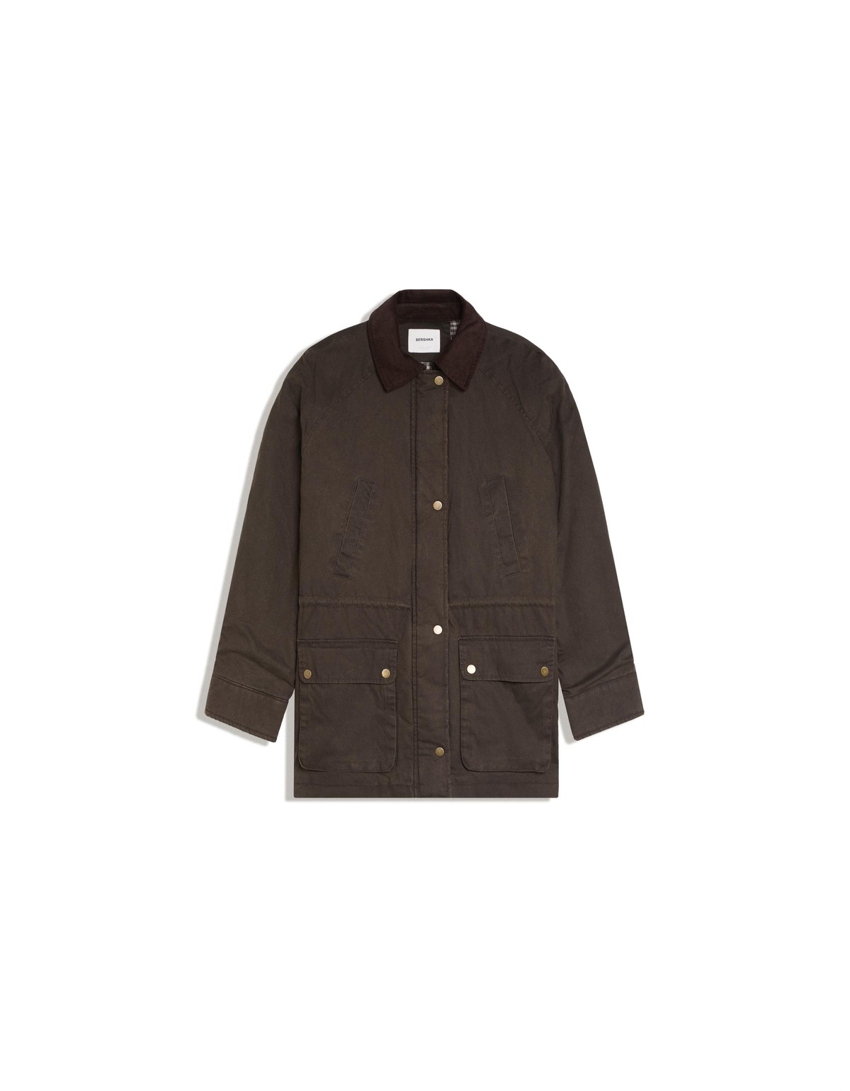 버쉬카 왁스 코팅 배색 칼라 오버핏 자켓 2534/273 KHAKI