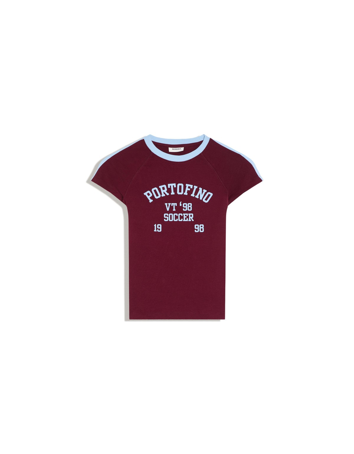 버쉬카 배색 프린트 반팔 티셔츠 3974/221 BURGUNDY