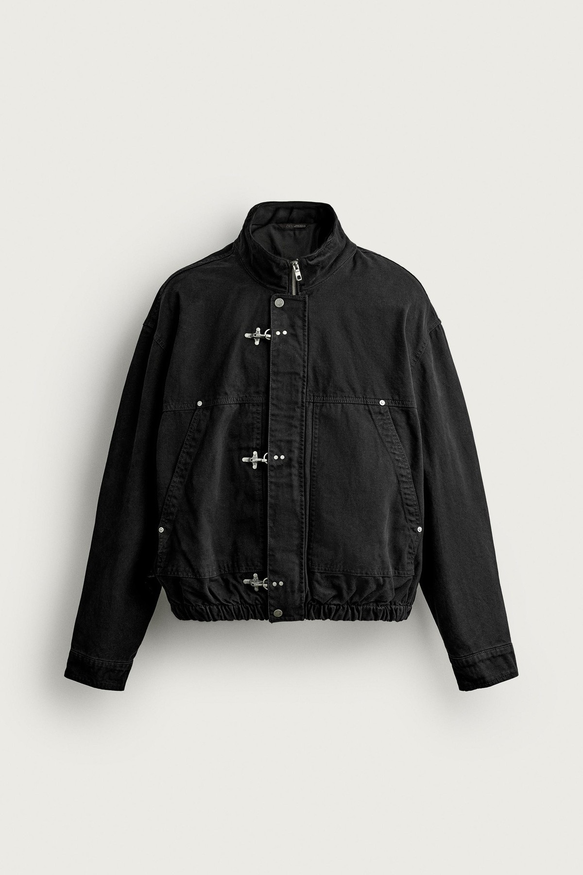 자라 릴렉스핏 메탈 클래스프 면 자켓 4302/370/800 BLACK