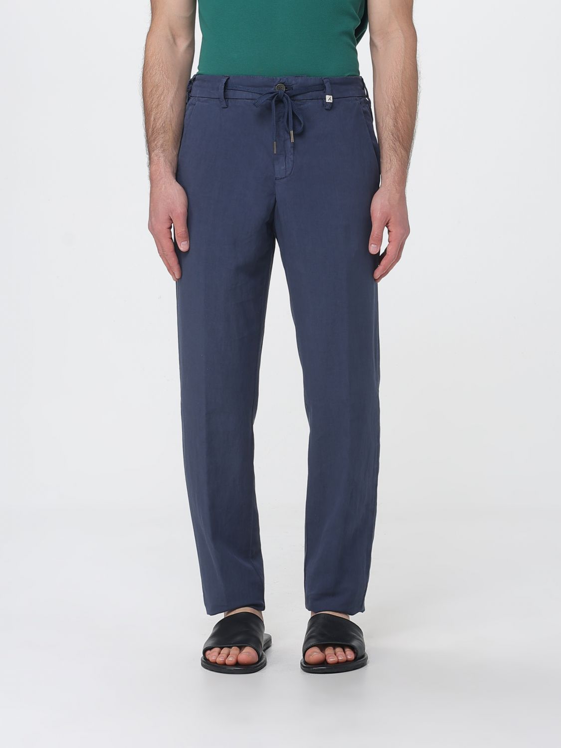 미트 Pantaloni con coulisse PT Torino misto lino casual 캐주얼 팬츠 남성 블루 26SS 26M12L80031