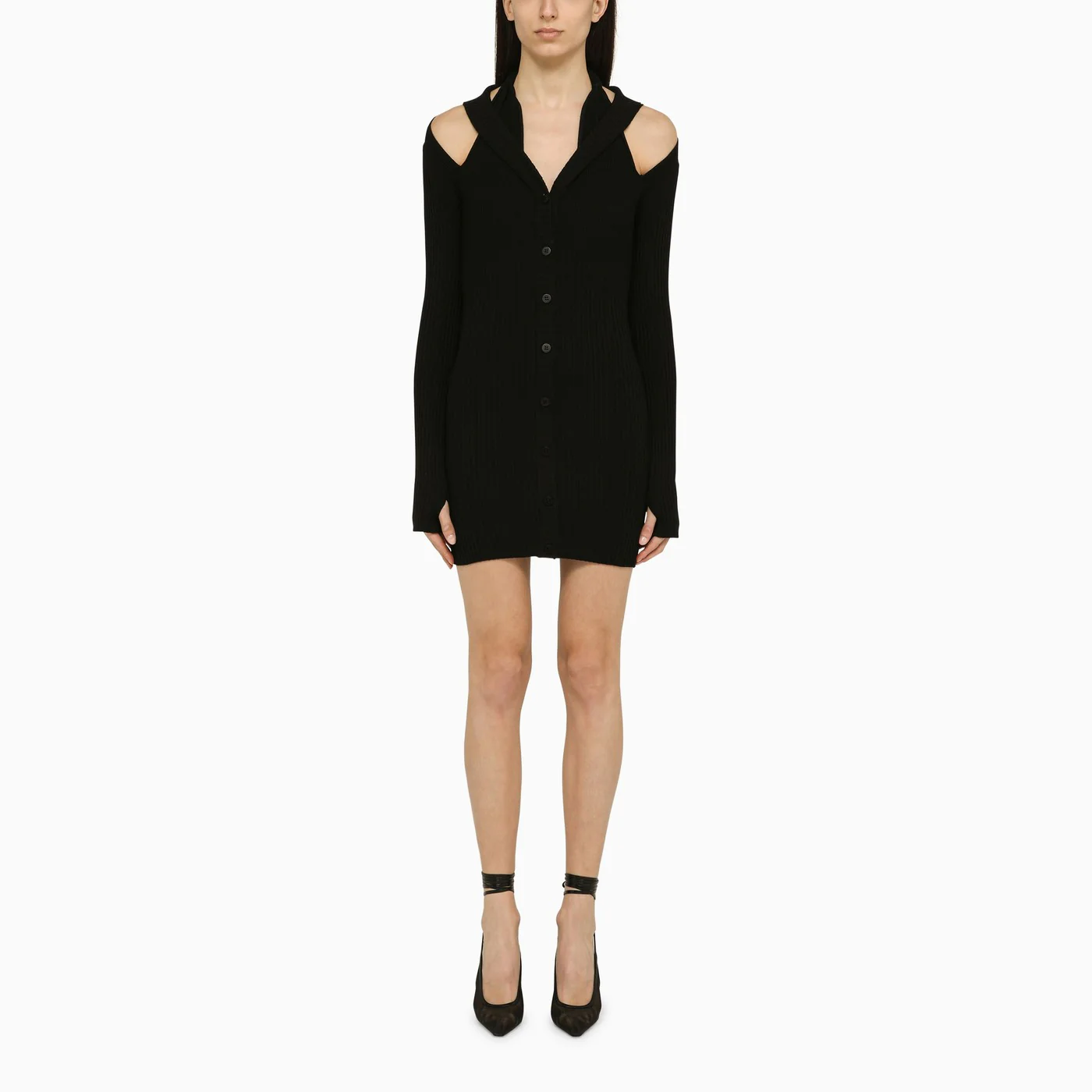 안드이다모 ribbed cut out 미니 원피스 여성 블랙 24SS ADPS24DR15748169VI0473