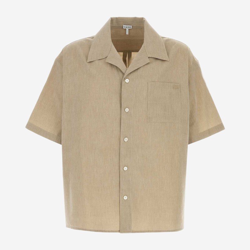 로에베 울 블렌드 오픈 칼라 셔츠 H526Y05WH7 BEIGE