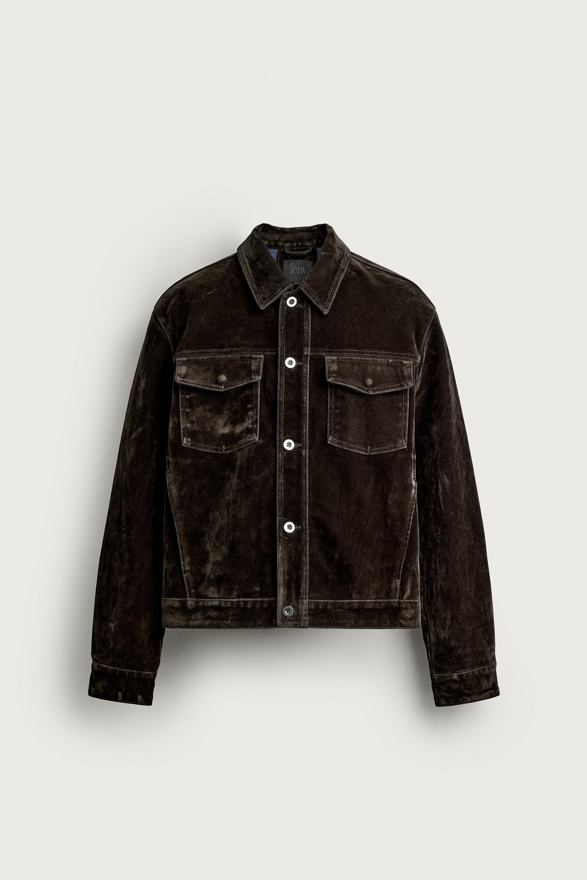 자라 벨벳 워시드 크롭 데님 자켓 8491/801/700 BROWN