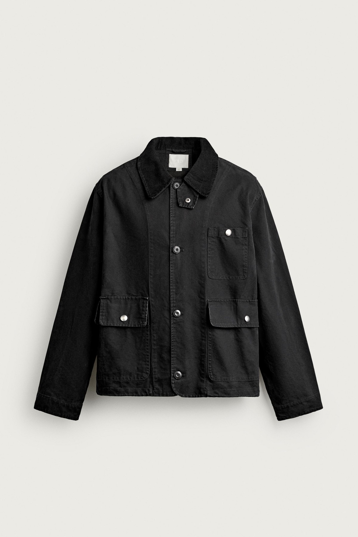 자라 코듀로이 칼라 포켓 데님 자켓 8491/331/800 BLACK