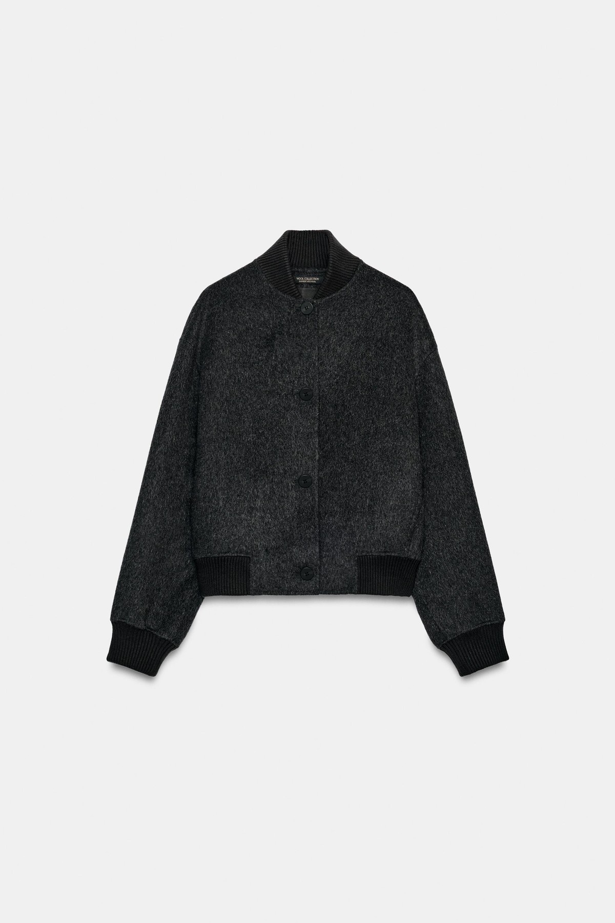 자라 울 혼방 하이칼라 봄버 자켓 7522/259/922 DARK GREY