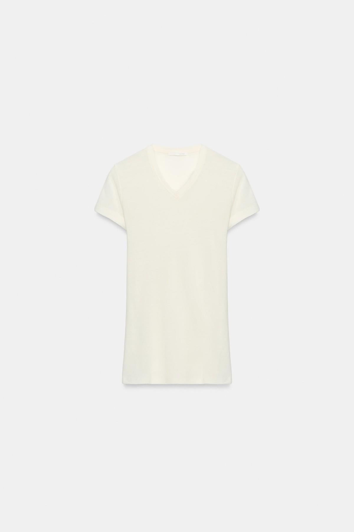자라 슬림핏 브이넥 반팔 티셔츠 5584/459/251 OYSTER-WHITE