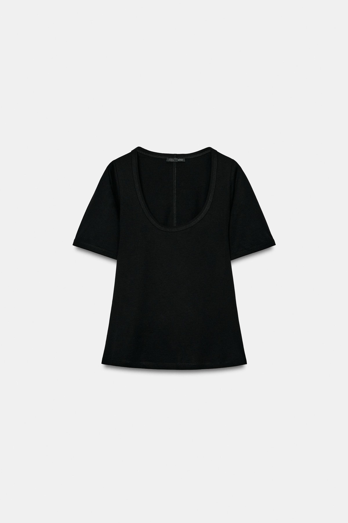 자라 스쿱넥 반팔 코튼 티셔츠 1026/675/800 BLACK