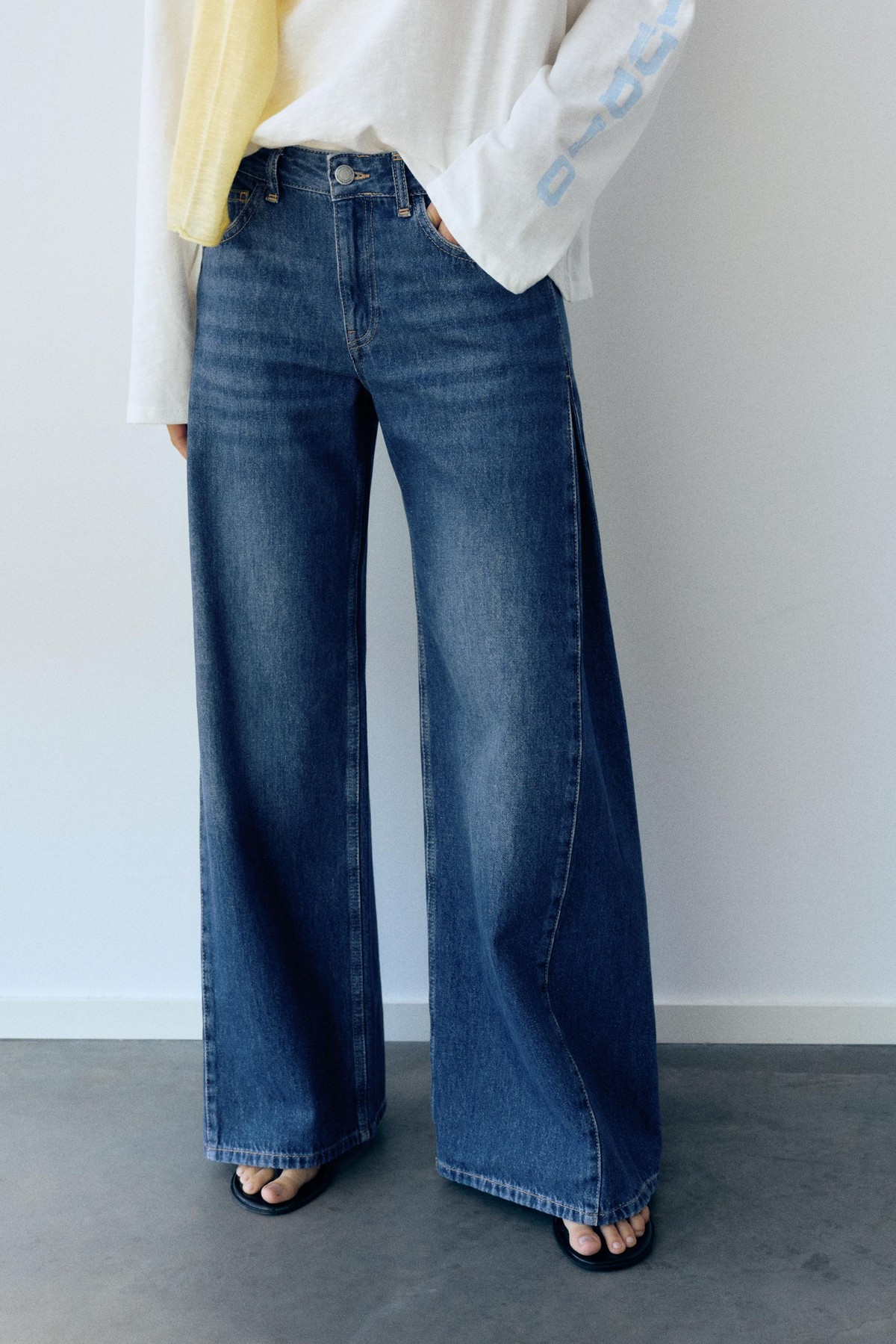 풀앤베어 하이웨이스트 와이드핏 청바지 7660/340 DARK NAVY
