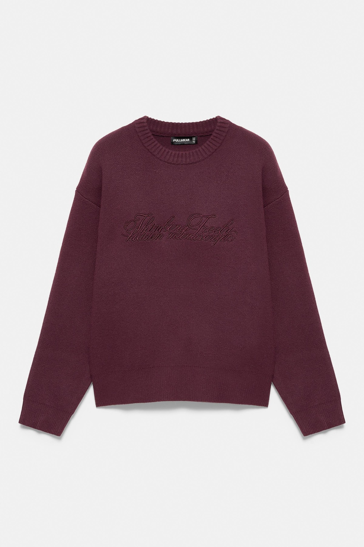 풀앤베어 자수 레터링 라운드넥 스웨터 7540/518 BURGUNDY
