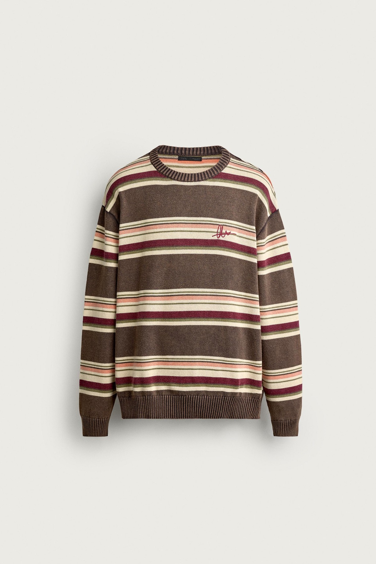 자라 스트라이프 자카드 니트 스웨터 3920/130/700 BROWN