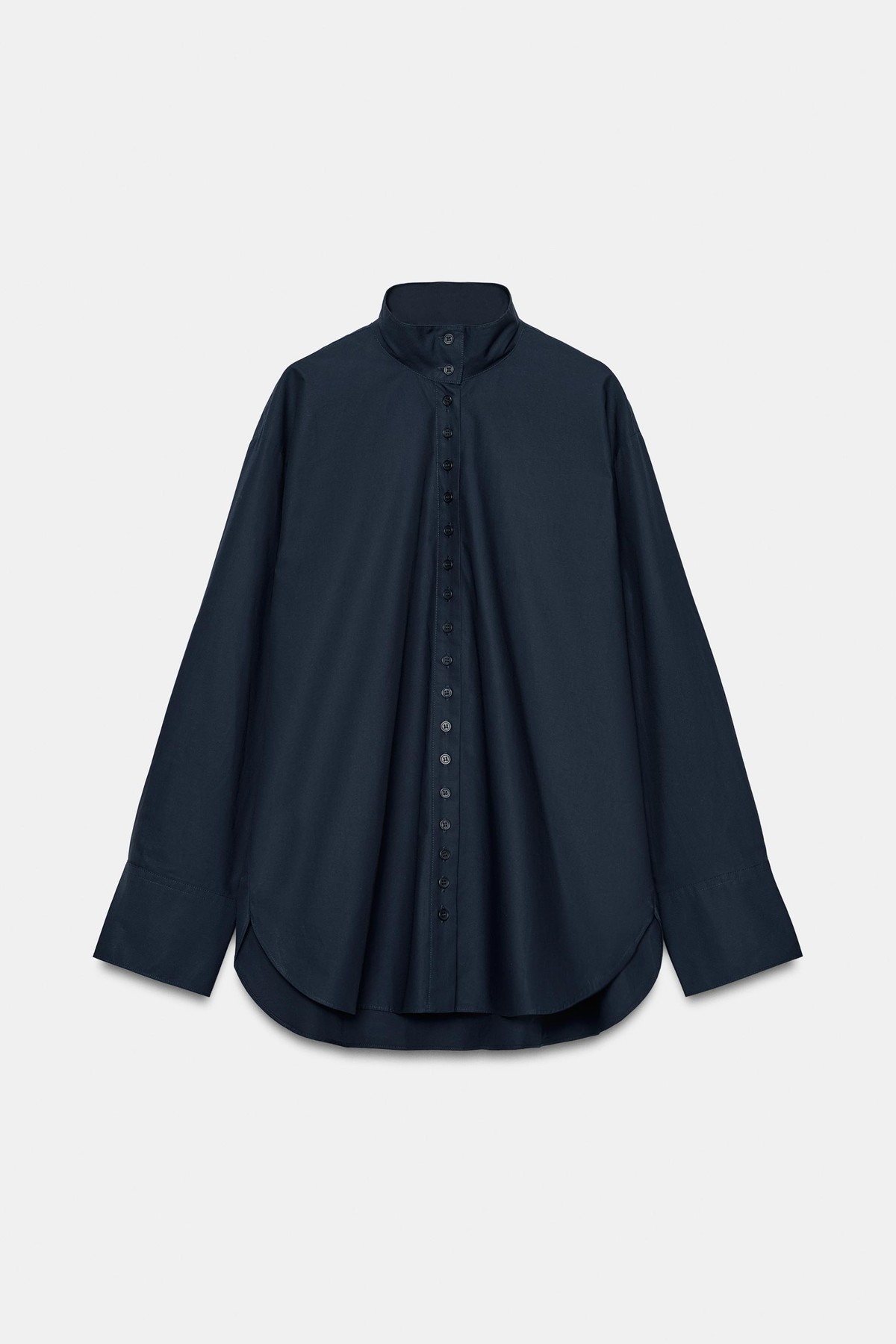 자라 하이넥 오버핏 코튼 긴팔 셔츠 4786/271/401 NAVY BLUE