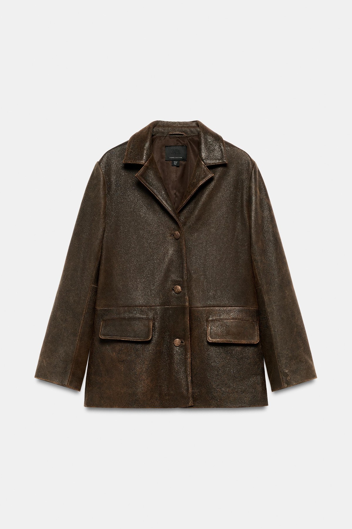 자라 램스킨 레더 플랩 포켓 자켓 5601/221/700 BROWN
