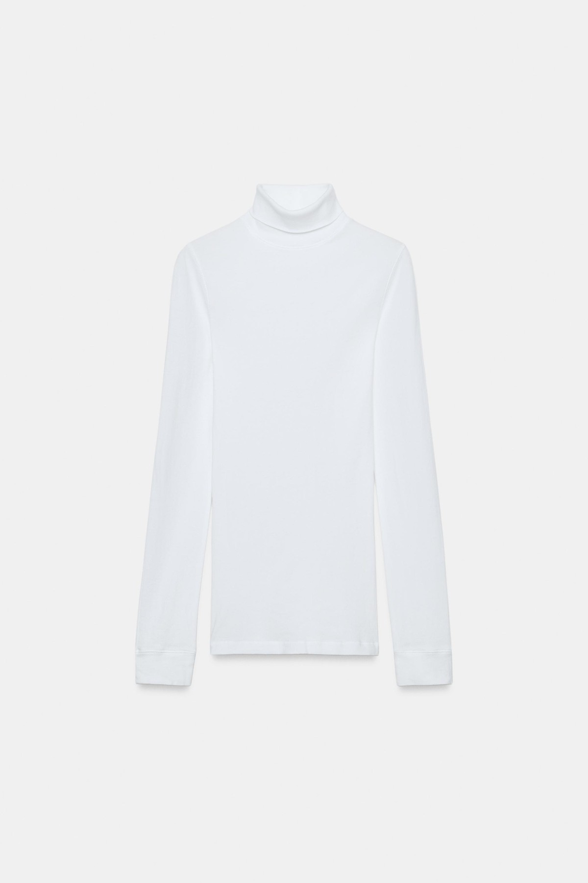 자라 슬림핏 하이넥 긴팔 코튼 티셔츠 0858/729/251 OYSTER-WHITE