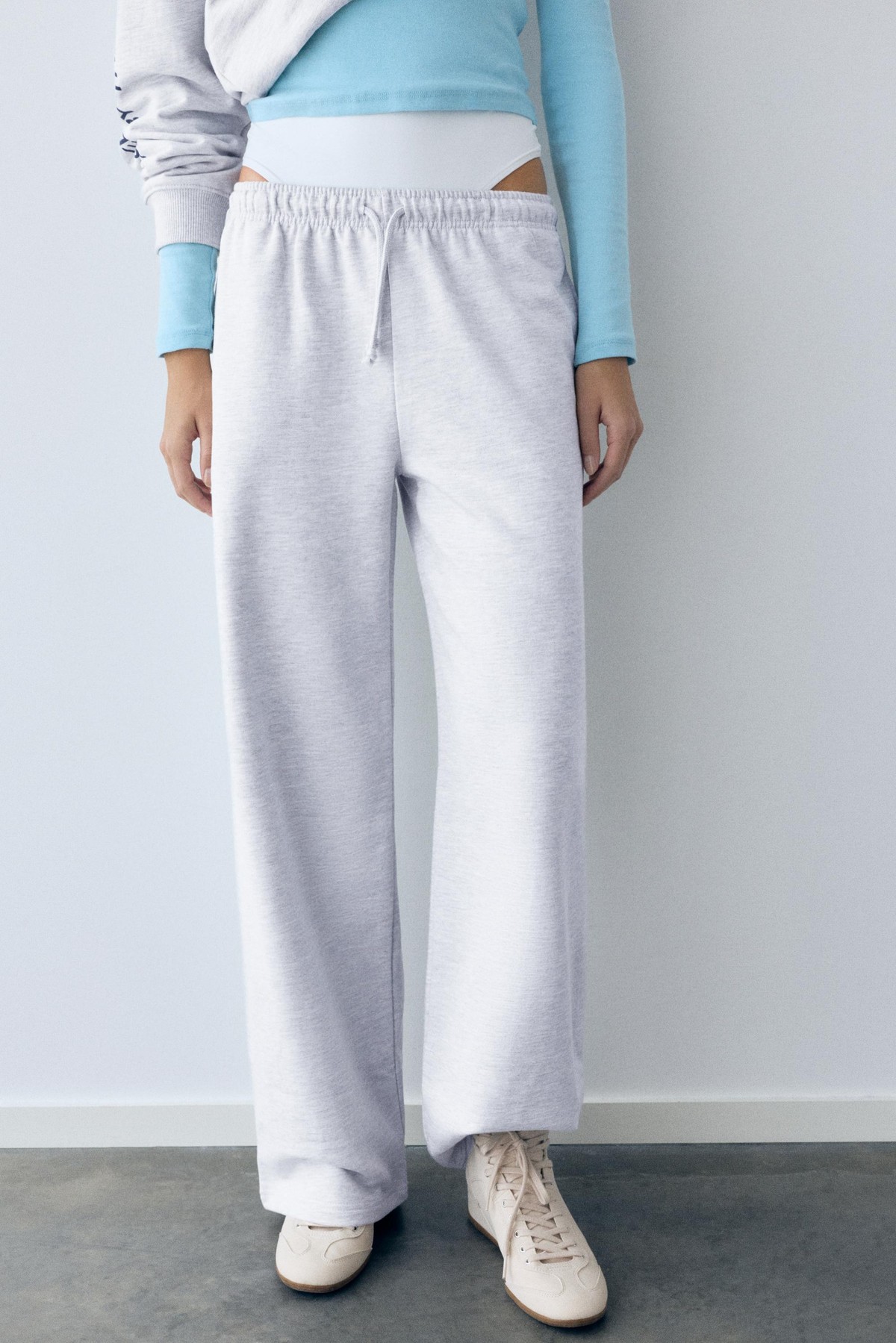 풀앤베어 드로스트링 와이드 조거 팬츠 7670/350 GREY MARL