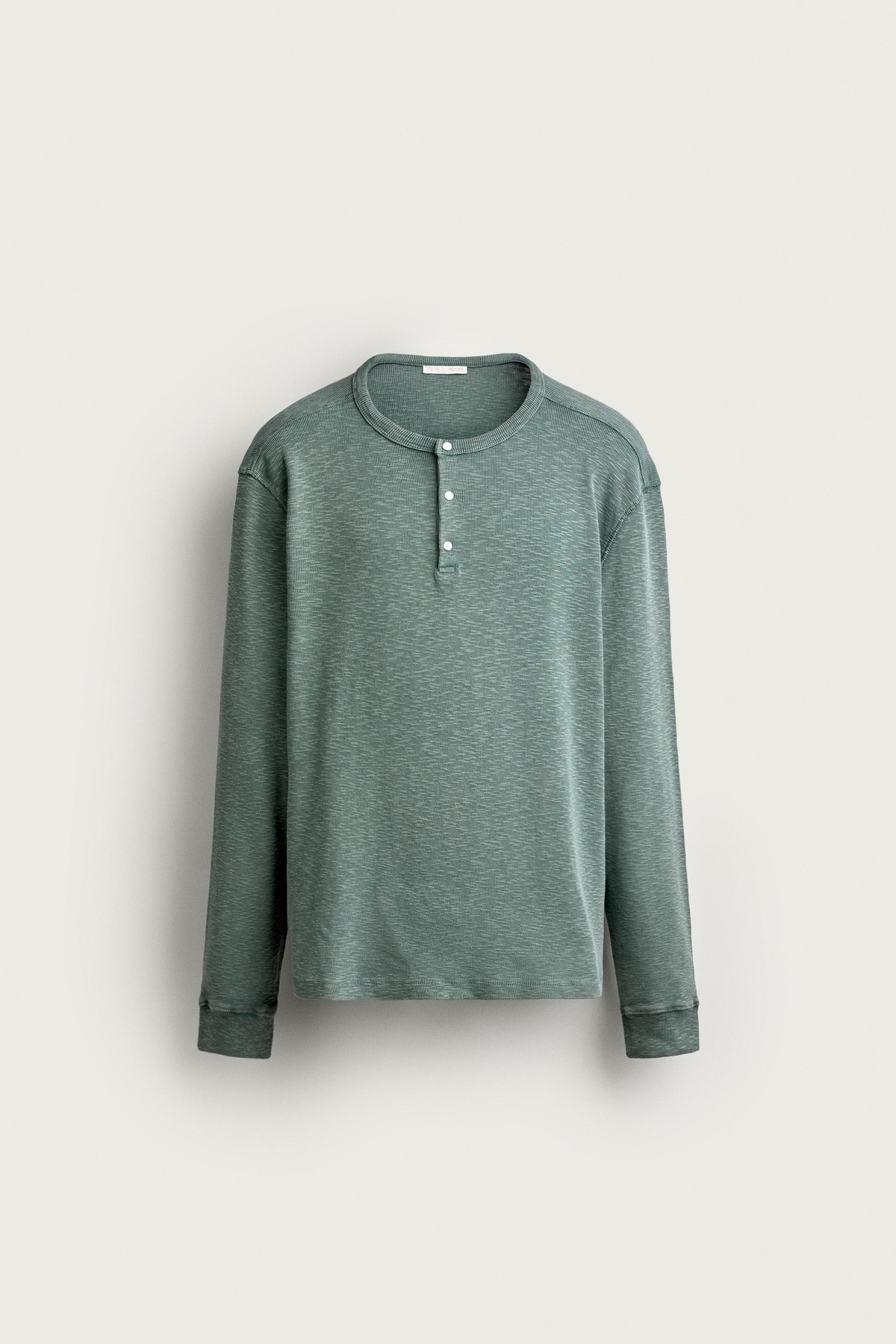 자라 릴렉스핏 헨리넥 긴팔 코튼 티셔츠 4087/351/435 LIGHT PETROL BLUE
