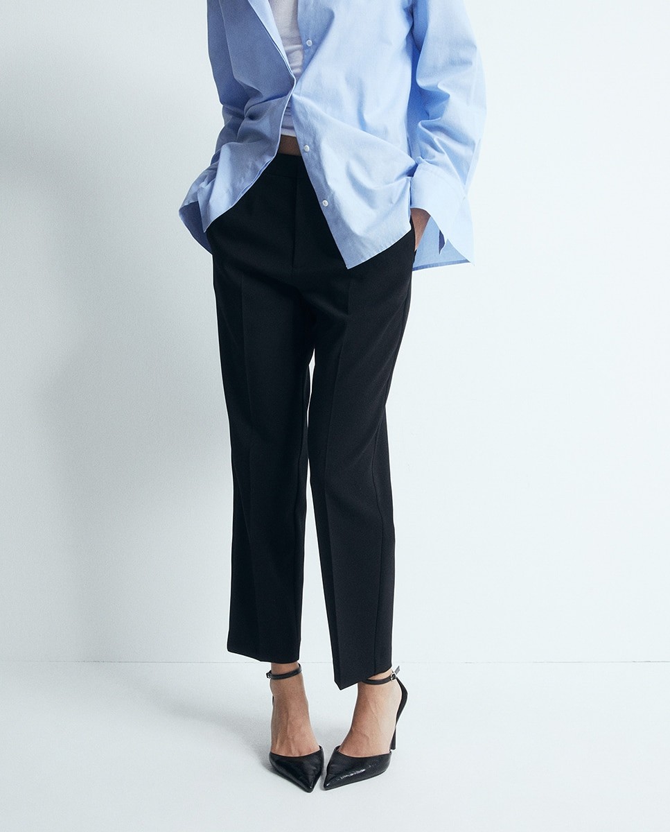 스페라 플레인 슬랙스 팬츠 58305108019 NEGRO