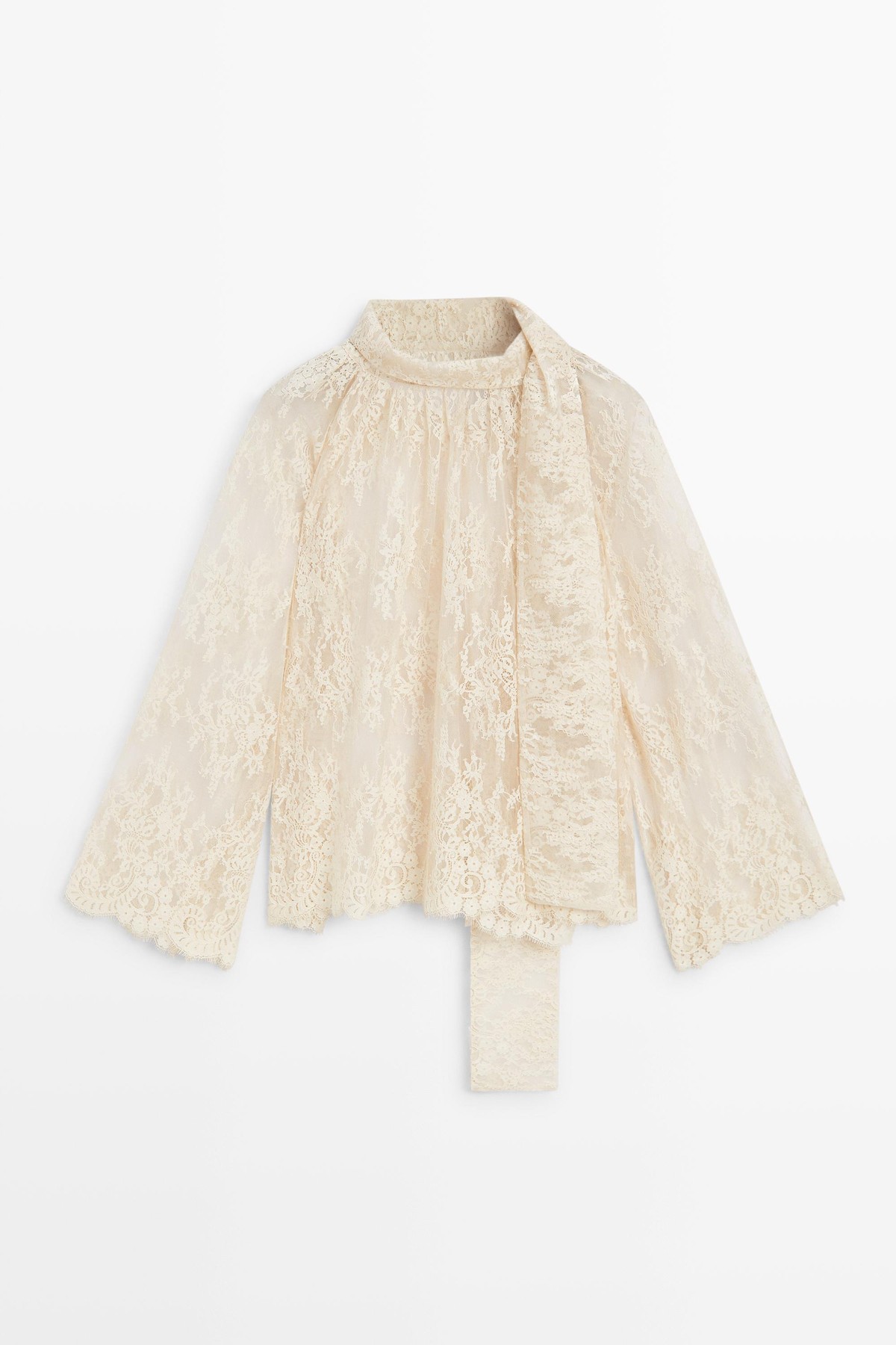 마시모두띠 레이스 타이넥 긴팔 블라우스 6851/204 BEIGE