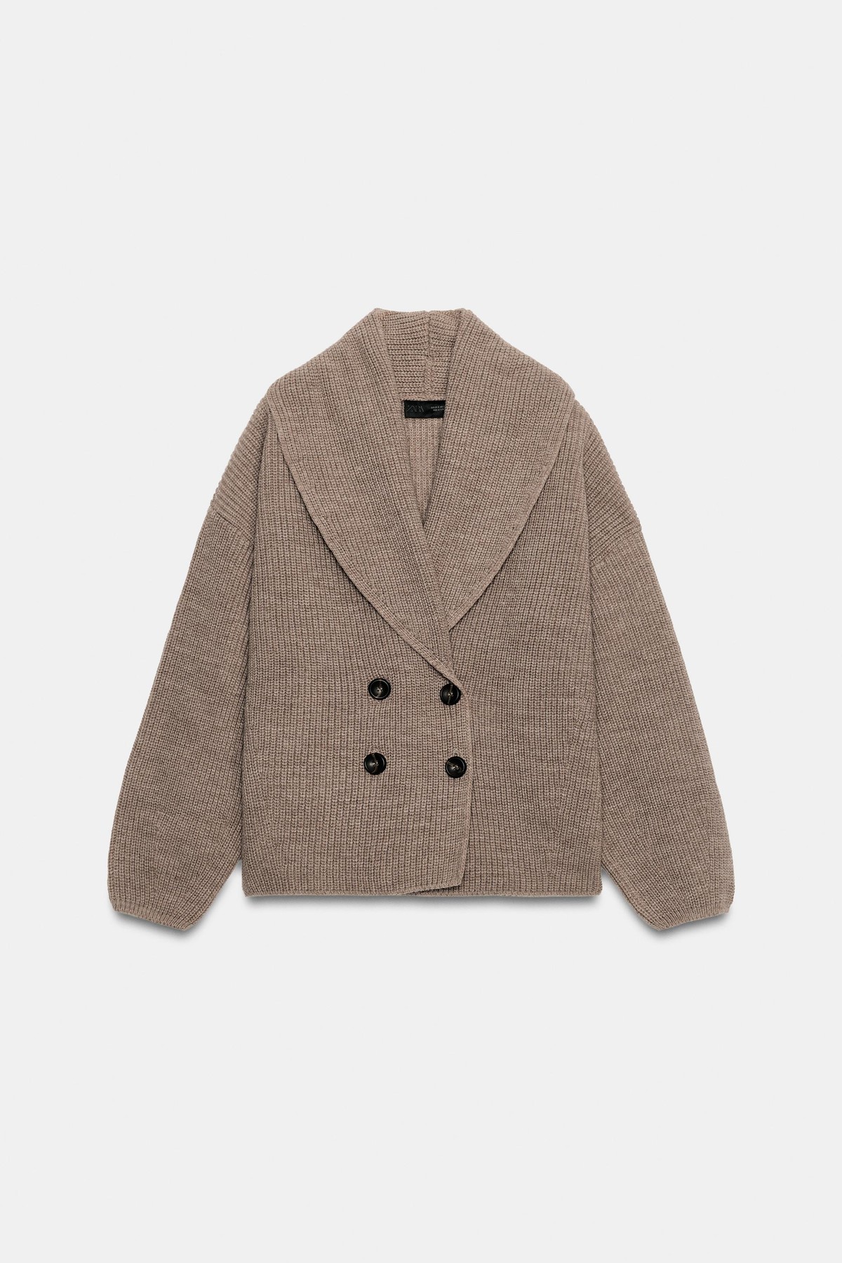 자라 숄 칼라 니트 가디건 1822/100/737 BROWN / TAUPE