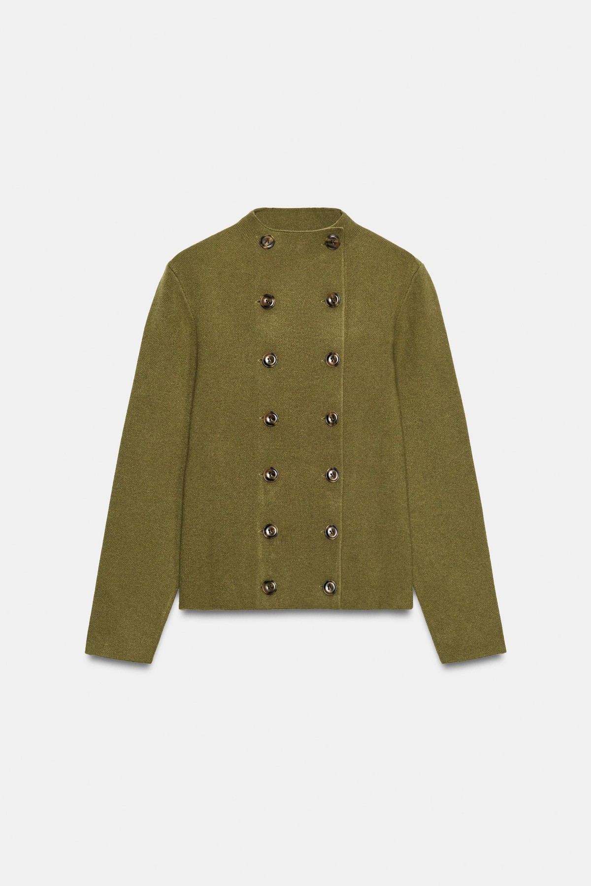 자라 더블브레스트 하이넥 니트 가디건 4192/120/533 MID KHAKI