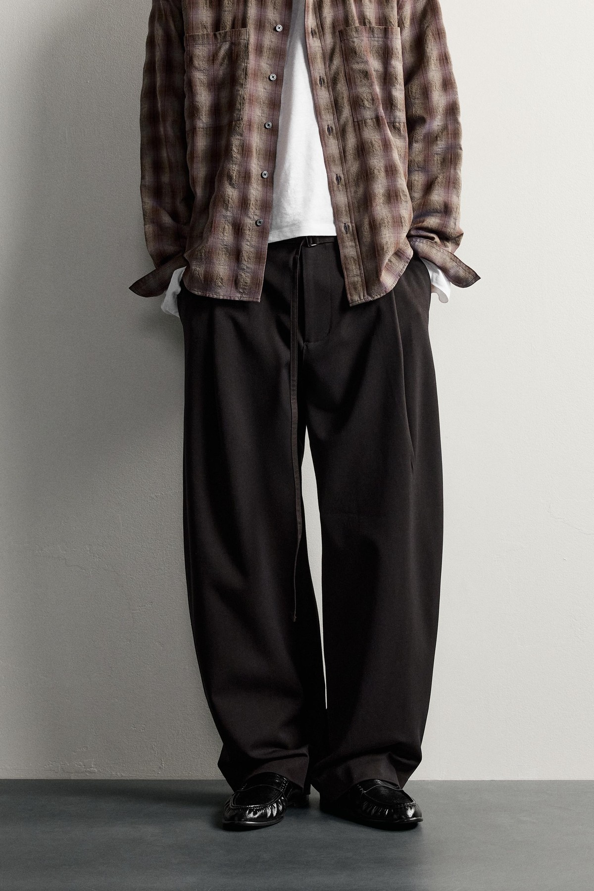 자라 벌룬핏 플리츠 벨트 팬츠 5320/802/700 BROWN