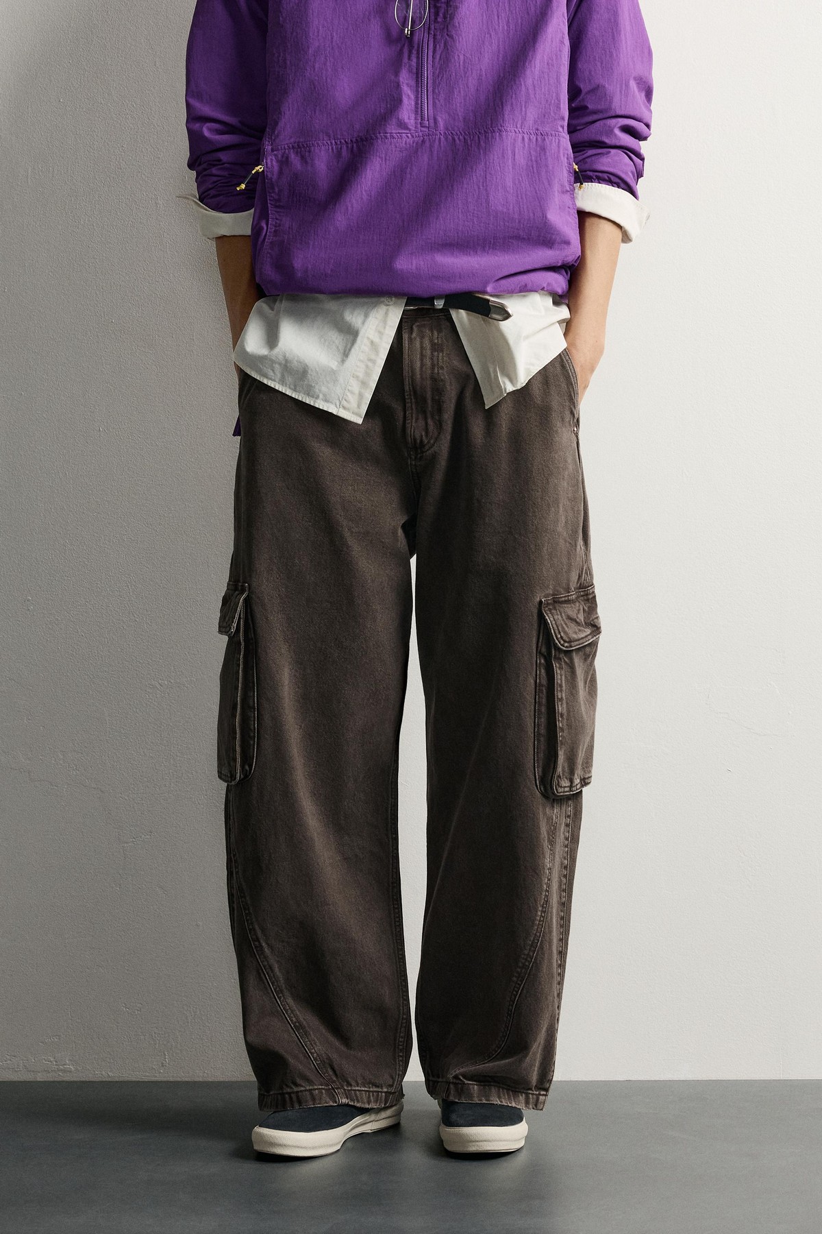 자라 릴렉스핏 와이드 카고 팬츠 8727/300/700 BROWN