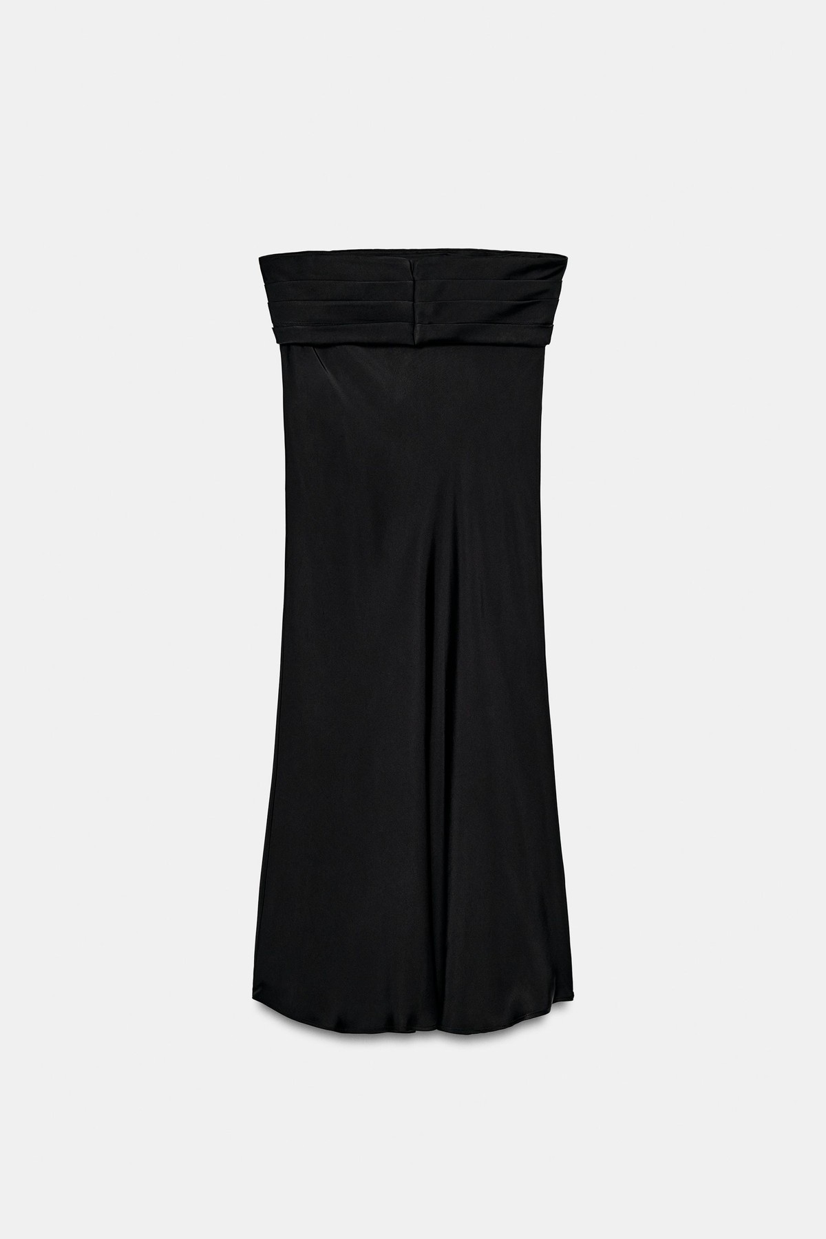 자라 새틴 미디 펜슬 스커트 6601/110/800 BLACK