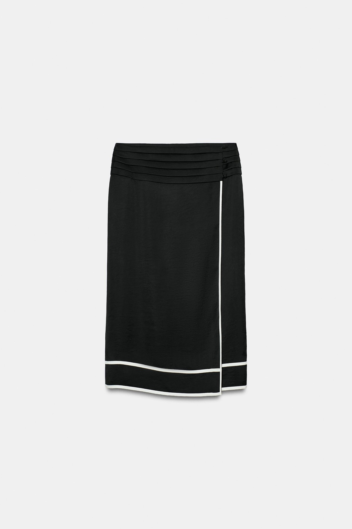자라 새시 벨트 새틴 미디 스커트 6495/987/800 BLACK
