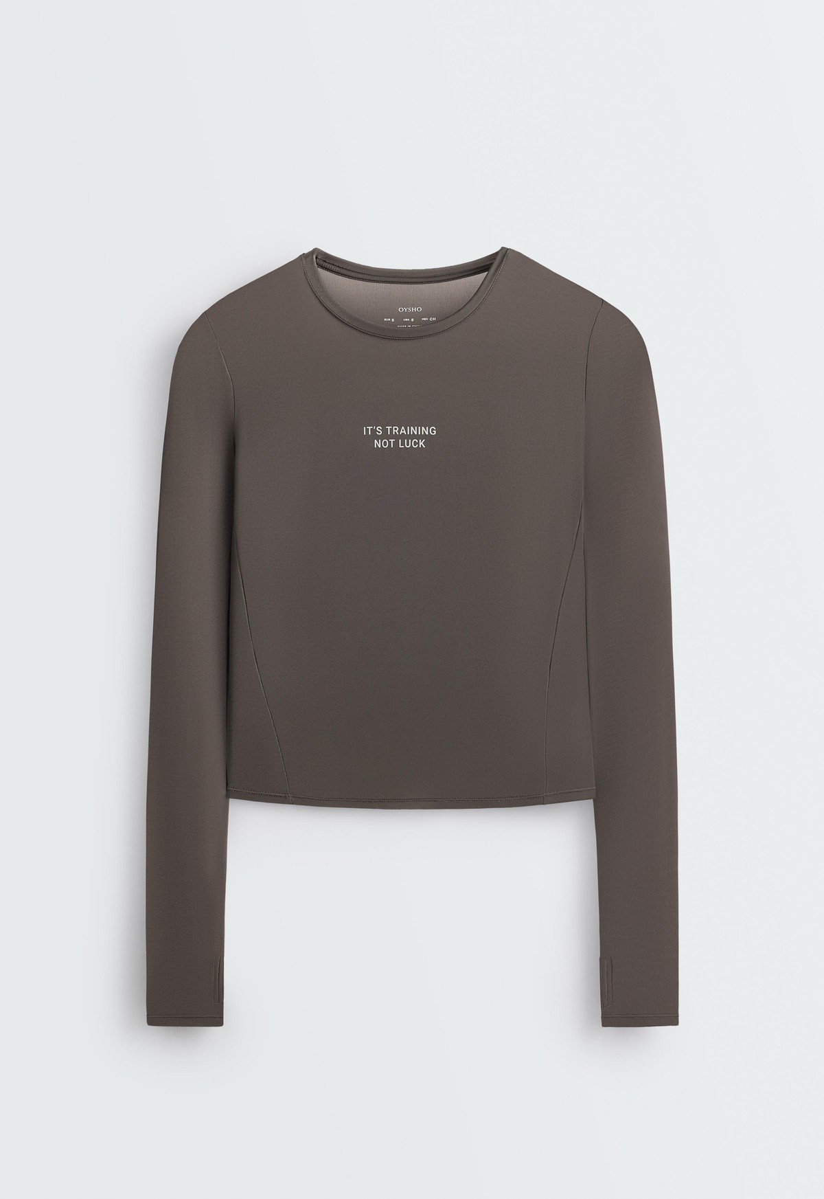 오이쇼 테크니컬 크롭 텍스트 긴팔 티셔츠 6000/098/038 CHARCOAL GREY
